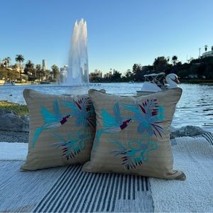 Embroidery bird pillows